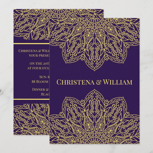 Unity in Bloom Purple Wedding Invitation (Front/Back)