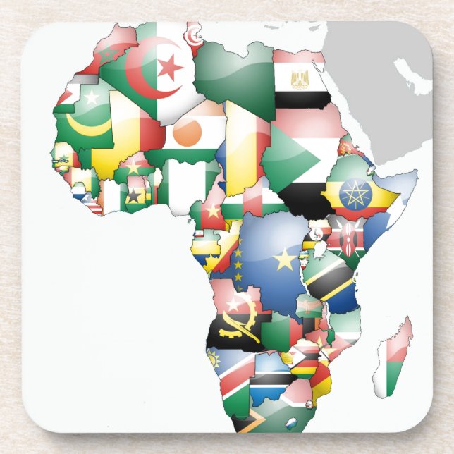 Unity in Diversity: Africa's Flags Collection Beverage Coaster (Front)