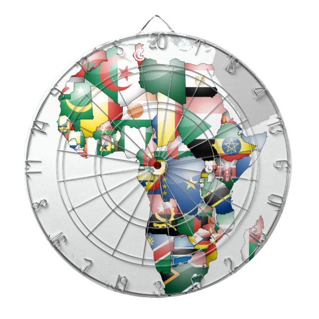 Unity in Diversity: Africa's Flags Collection Dartboard With Darts (Front)
