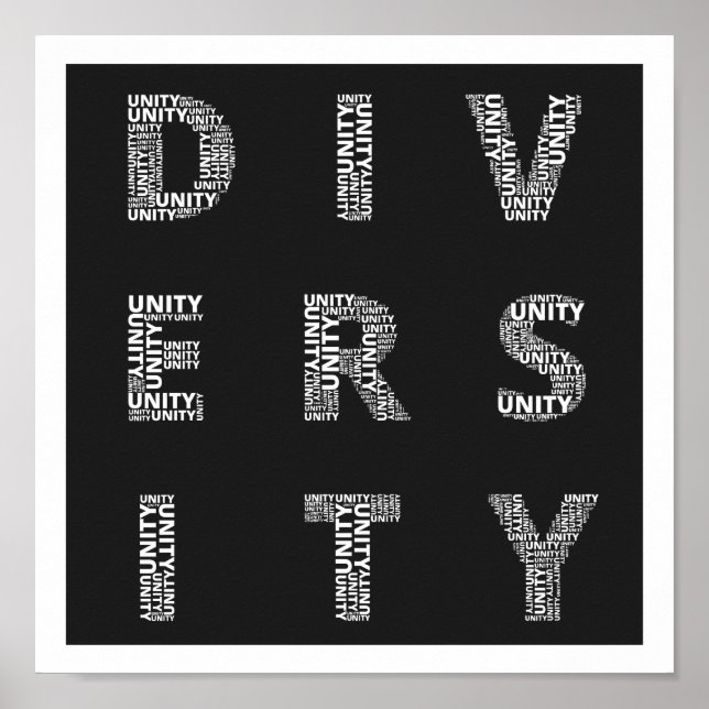 Unity in Diversity Black and White poster (Front)