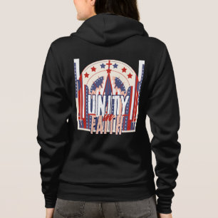 Unity in Faith: A Patriotic Denim Jacket for Women Hoodie