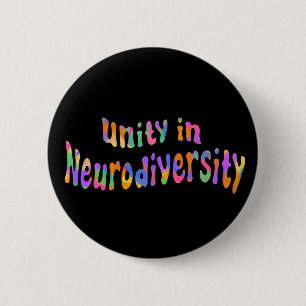 Unity in Neurodiversity Rainbow Typography Black Button