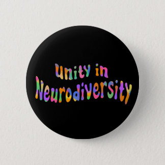 Unity in Neurodiversity Rainbow Typography Black Button