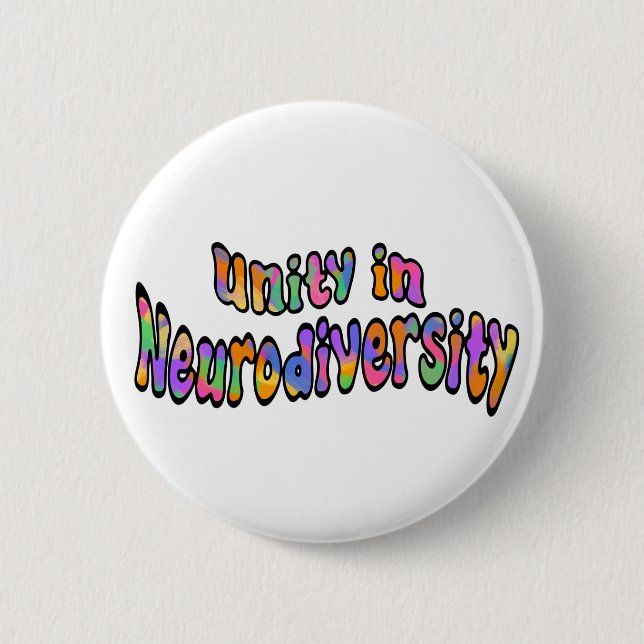 Unity in Neurodiversity Rainbow Typography Button (Front)