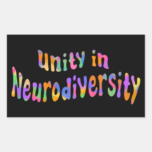 Unity in Neurodiversity Rainbow Typography Rectangular Sticker