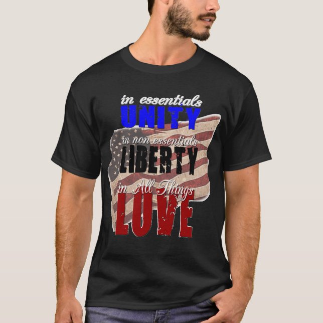 Unity, Liberty, Love - Inspirational Quote T-Shirt (Front)