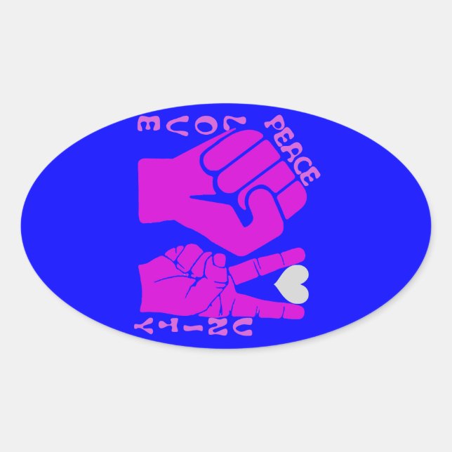 Unity,Love & Peace,Togetherness_ Oval Sticker (Front)