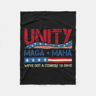 Unity Maha We've Got A Country To Save American Fl Fleece Blanket