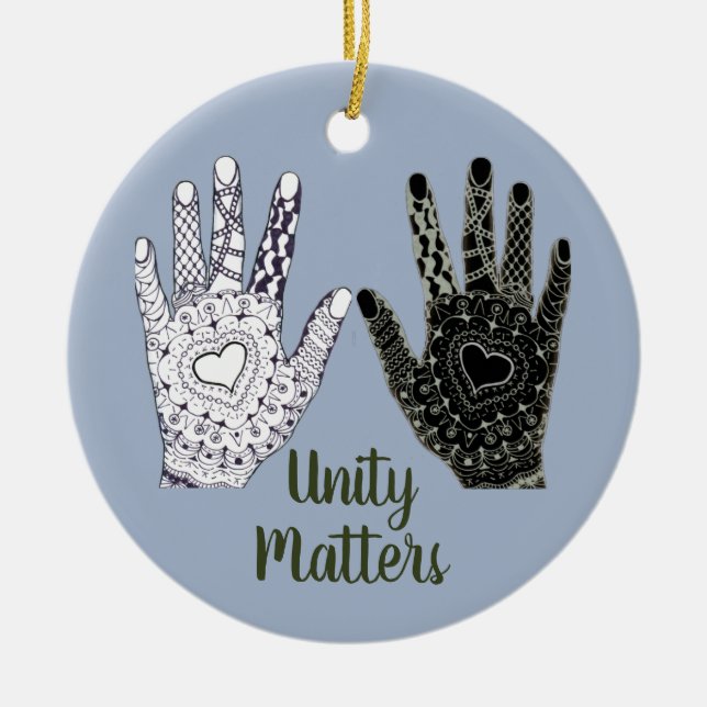 Unity Matters Friendship Hands Ceramic Ornament (Front)