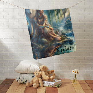 Unity of a Native Indian and her wolf Baby Blanket