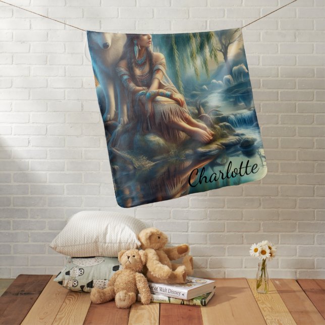 Unity of a Native Indian and her wolf Baby Blanket (In Situ)