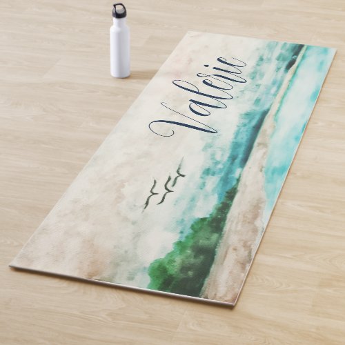 Unity of Earth and Water Misty Landscape Name Yoga Mat