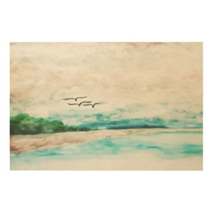 Unity of Earth and Water Misty Landscape Wood Wall Art