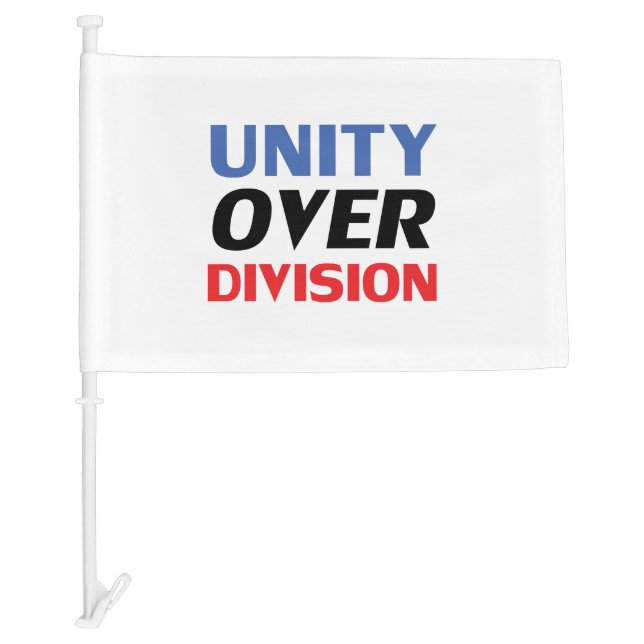 "Unity over Division" blue red black white Car Flag (Front)