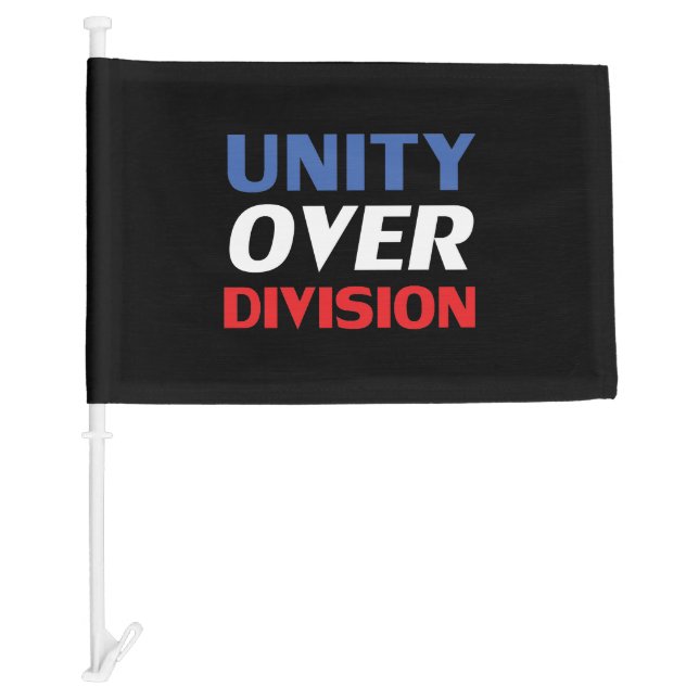 "Unity over Division" blue red black white Car Flag (Front)