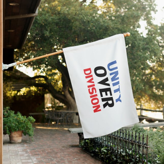 "Unity over Division" blue red black, white House Flag (In SItu)