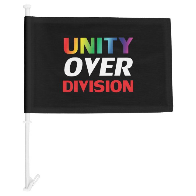 "Unity over Division" blue red black white lgbtq Car Flag (Front)