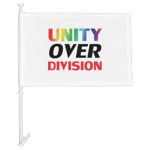 "Unity over Division" blue red black white lgbtq Car Flag