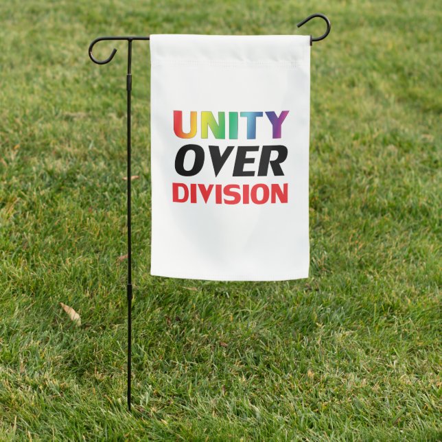 "Unity over Division" blue red black white lgbtq Garden Flag (In SItu)