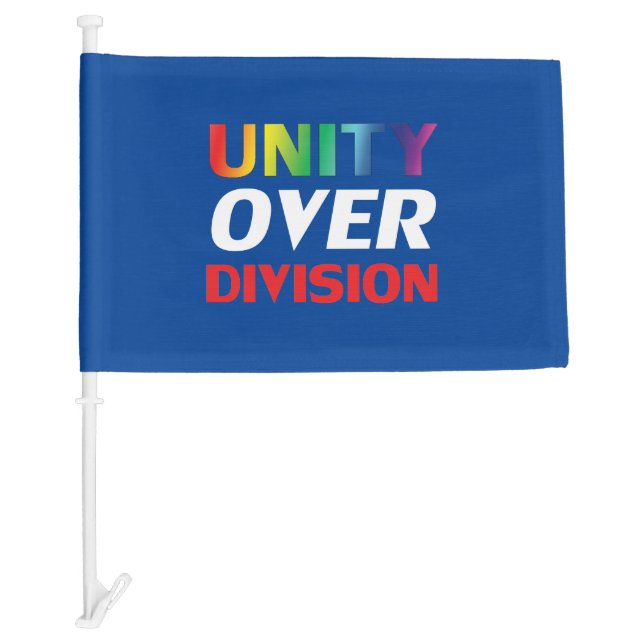 "Unity over Division" blue red white lgbtq lgbt Car Flag (Front)