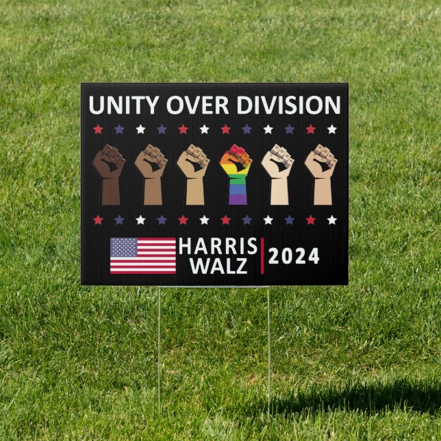 Unity Over Division - Harris Walz 2024 Election Sign (Insitu)