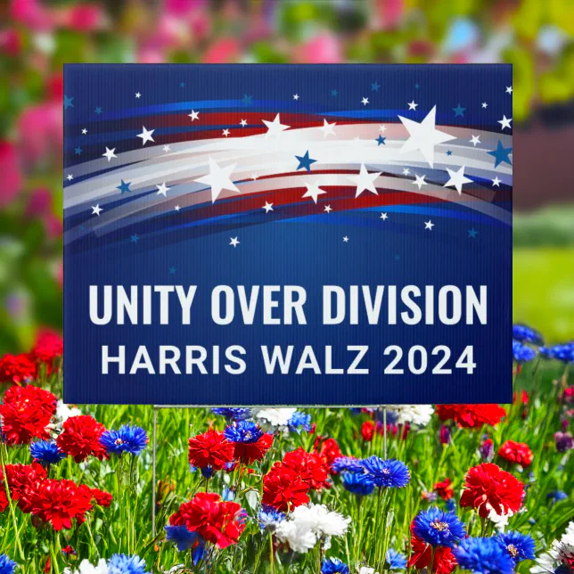 Unity Over Division Harris Walz 2024 Yard Sign Zazzle