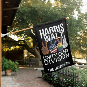 Unity Over Division Harris Walz Diversity 2024 House Flag