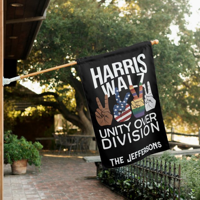 Unity Over Division Harris Walz Diversity 2024 House Flag (In SItu)