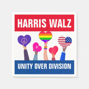 Unity Over Division Harris Walz Tim Walz Red Blue Napkins