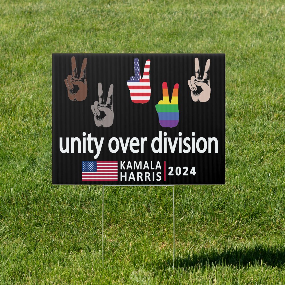 Discover Unity Over Division Kamala Harris 2024 Election Yard Sign