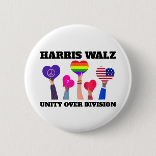 Unity Over Division Kamala Harris Tim Walz Button