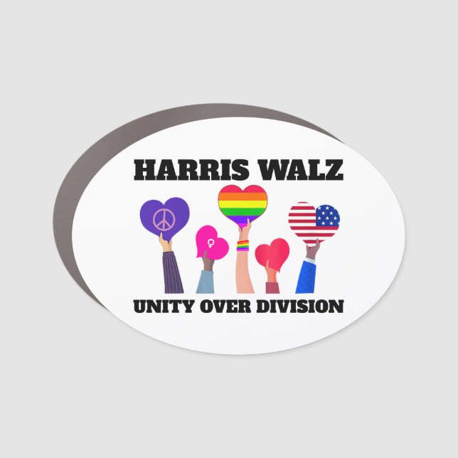 Unity Over Division Kamala Harris Tim Walz Car Magnet (Front)