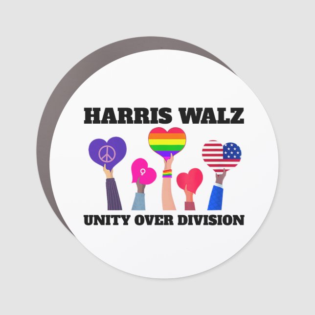 Unity Over Division Kamala Harris Tim Walz Car Magnet (Front)