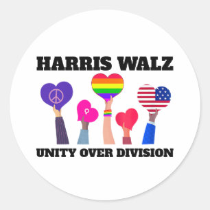 Unity Over Division Kamala Harris Tim Walz Classic Round Sticker