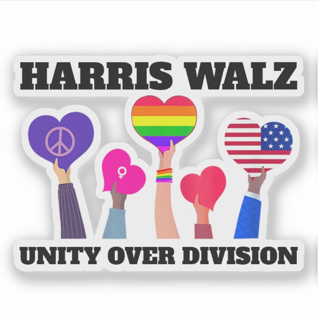 Unity Over Division Kamala Harris Tim Walz Sticker (Front)