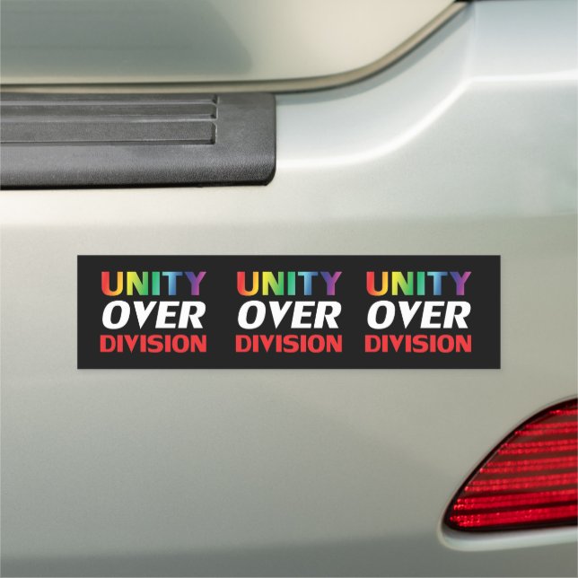 Unity over Division - lgbtq lgbt black bumper Car Magnet (In Situ)