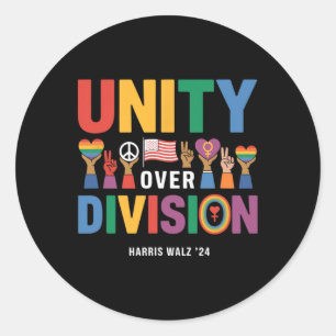 Unity Over Division Pride Harris W 24  Classic Round Sticker