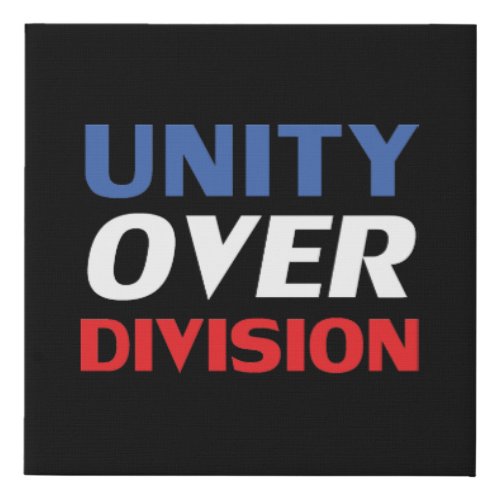 Unity over Division _ red white blue black Faux Canvas Print