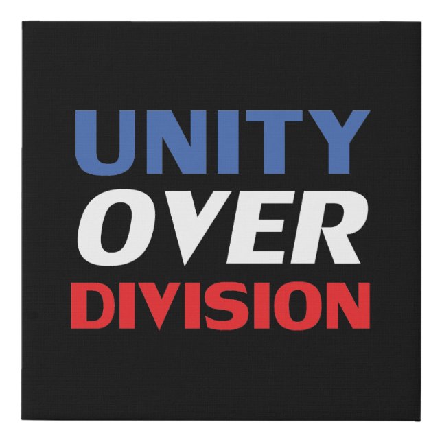 Unity over Division - red, white, blue, black Faux Canvas Print (Front)