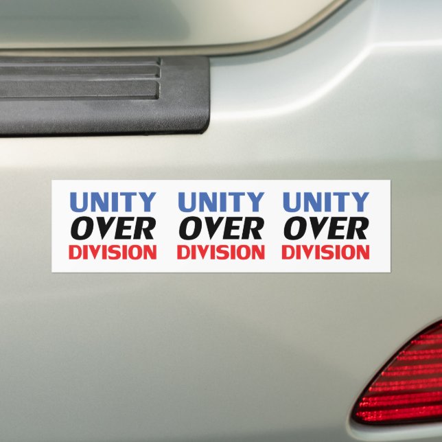 Unity over Division - red, white, blue Bumper Sticker (On Car)