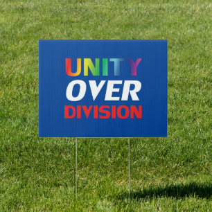 Unity over Division red white blue lgbtq pride Sign