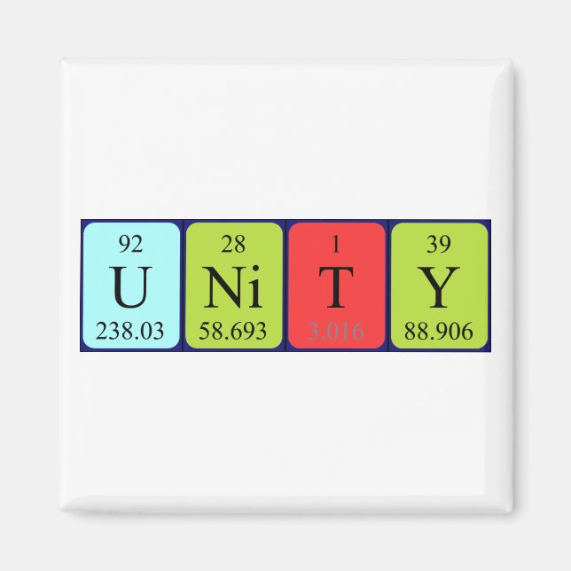 Unity periodic table name magnet (Front)