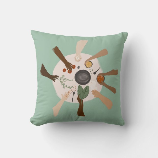 Unity through Diversity and Community Throw Pillow (Front)