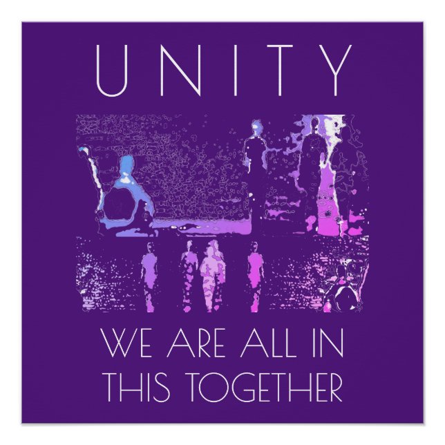 "Unity, Together" Inspiration Magenta Blue White Poster (Front)