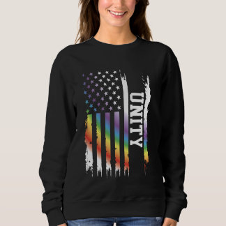 Unity United States Distressed Rainbow w US Flag Sweatshirt