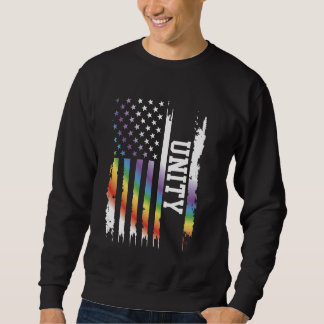 Unity United States Distressed Rainbow w US Flag Sweatshirt