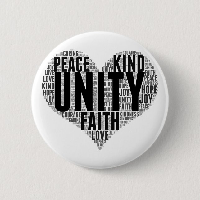 Unity Wordcloud Be Kind Stop Bullying Orange Unity Button (Front)
