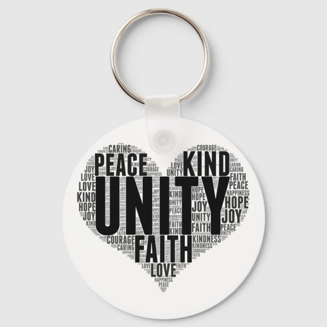 Unity Wordcloud Be Kind Stop Bullying Orange Unity Keychain (Front)