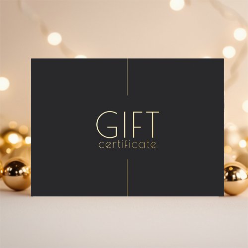 Universal Black Gold Minimalist Gift Certificate Foil Holiday Card