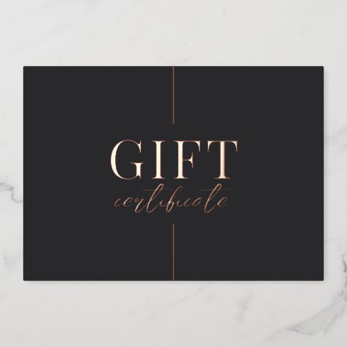 Universal Black Gold Minimalist Gift Certificate Foil Holiday Card